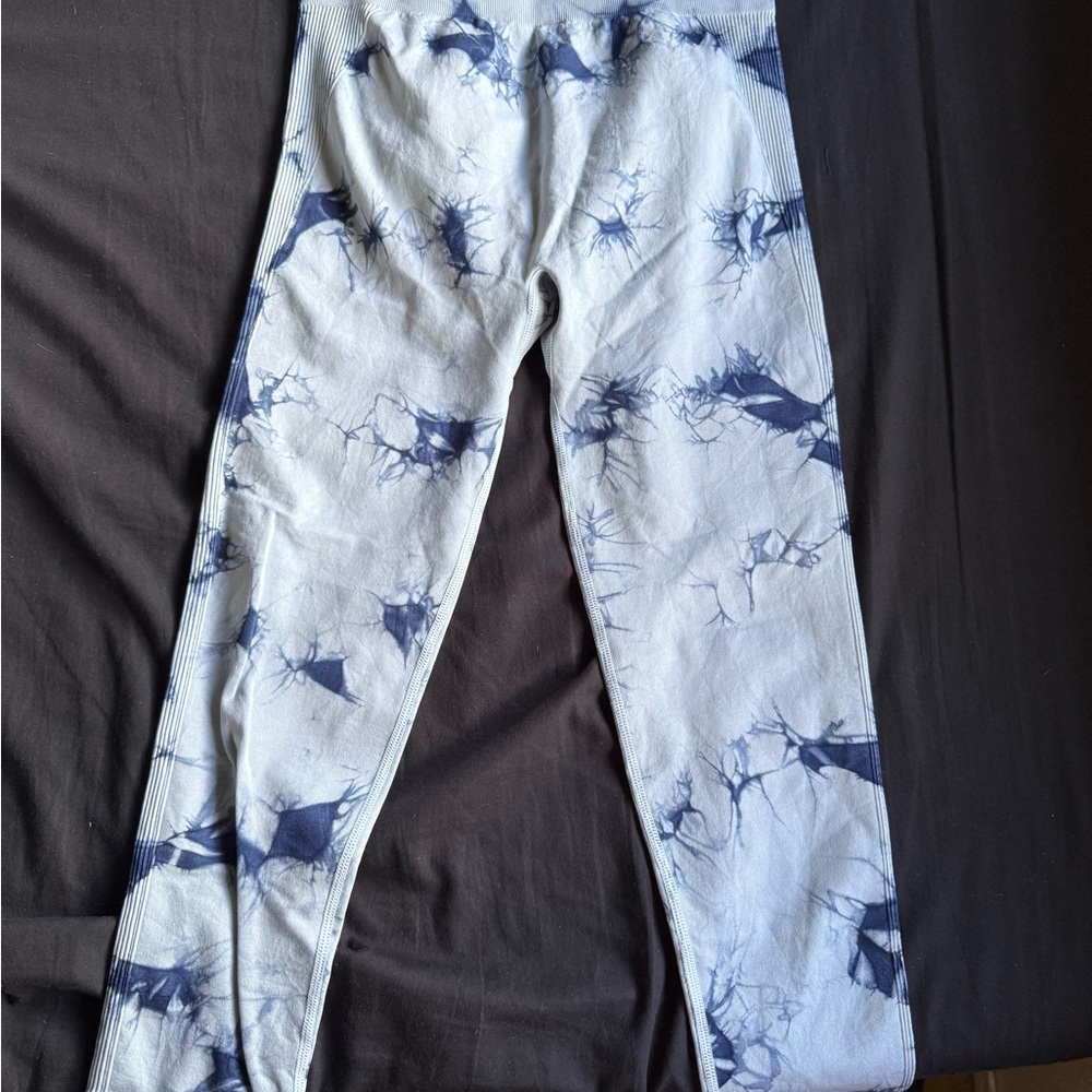 Tie-Dye Leggings - Blue and White